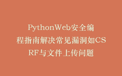 PythonWeb安全编程指南解决常见漏洞如CSRF与文件上传问题插图
