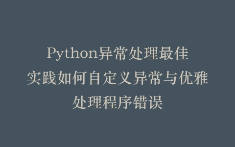 Python异常处理最佳实践如何自定义异常与优雅处理程序错误插图