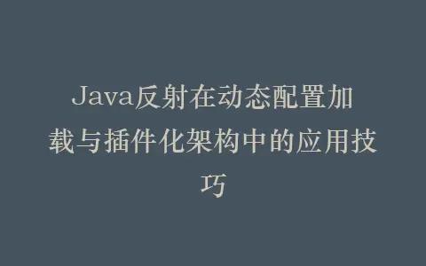 Java反射在动态配置加载与插件化架构中的应用技巧插图 Java反射在动态配置加载与插件化架构中的应用技巧插图
