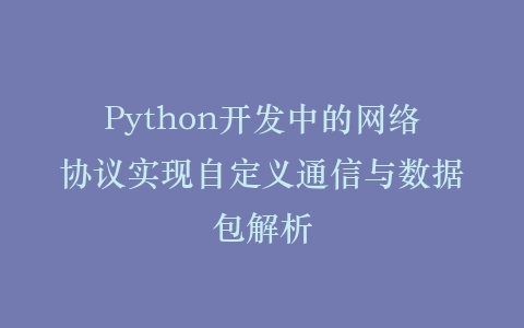 Python开发中的网络协议实现自定义通信与数据包解析插图