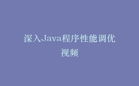 深入Java程序性能调优视频插图