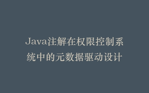 Java注解在权限控制系统中的元数据驱动设计插图