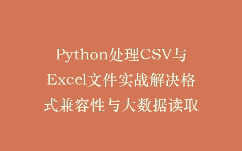 Python处理CSV与Excel文件实战解决格式兼容性与大数据读取插图
