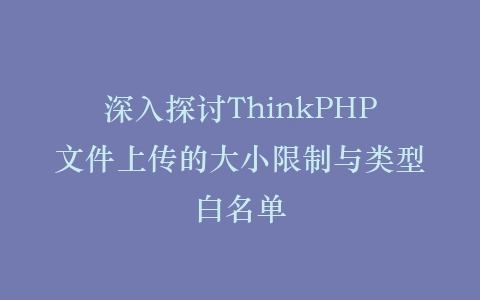 深入探讨ThinkPHP文件上传的大小限制与类型白名单插图