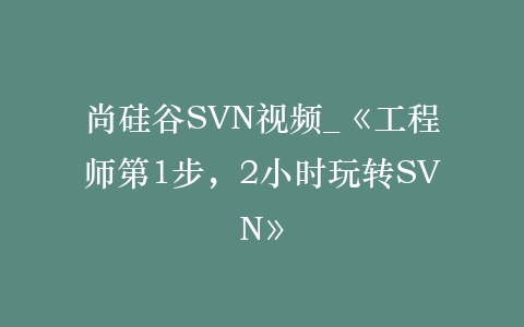 尚硅谷SVN视频_《工程师第1步，2小时玩转SVN》插图
