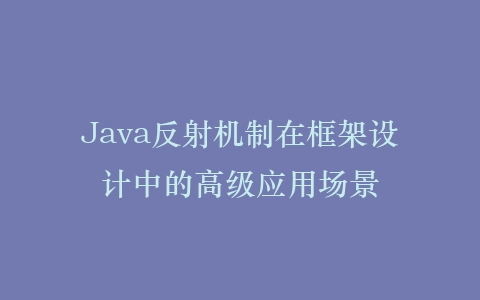 Java反射机制在框架设计中的高级应用场景插图