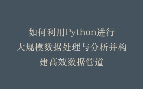 如何利用Python进行大规模数据处理与分析并构建高效数据管道插图