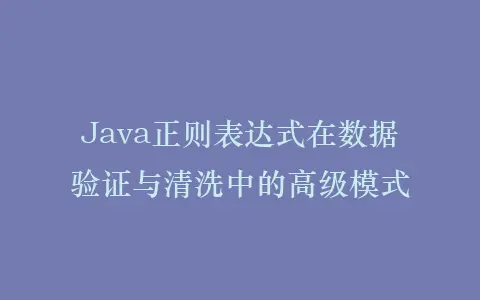 Java正则表达式在数据验证与清洗中的高级模式插图 Java正则表达式在数据验证与清洗中的高级模式插图
