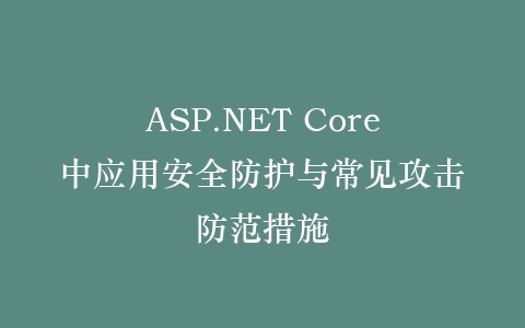 ASP.NET Core中应用安全防护与常见攻击防范措施插图