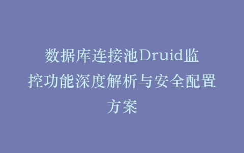 数据库连接池Druid监控功能深度解析与安全配置方案插图