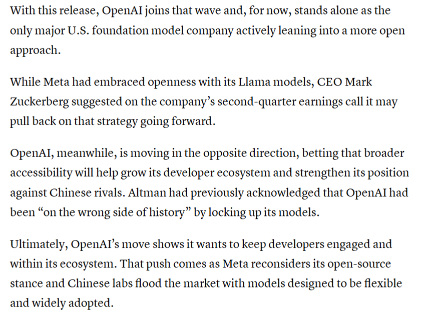 Sam Altman:美国严重低估中国AI实力,OpenAI开源因为DeepSeek插图4 Sam Altman:美国严重低估中国AI实力,OpenAI开源因为DeepSeek插图4