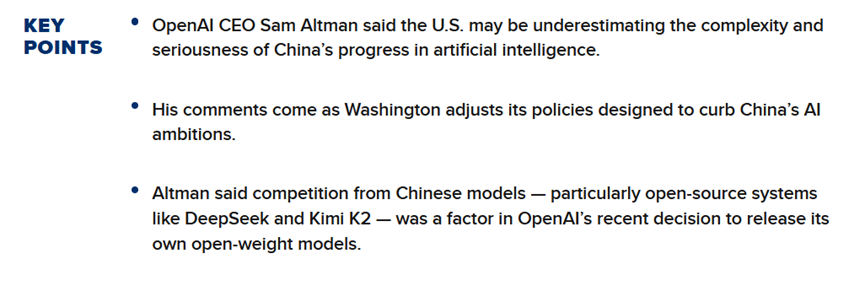 Sam Altman:美国严重低估中国AI实力,OpenAI开源因为DeepSeek插图1 Sam Altman:美国严重低估中国AI实力,OpenAI开源因为DeepSeek插图1